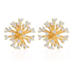 CZ Dandelion Flower Stud Earrings