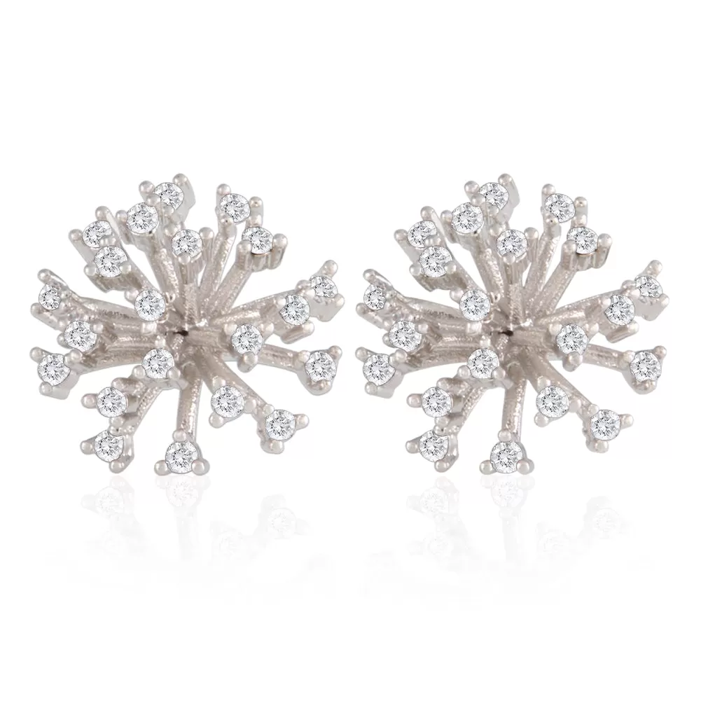 CZ Dandelion Flower Stud Earrings