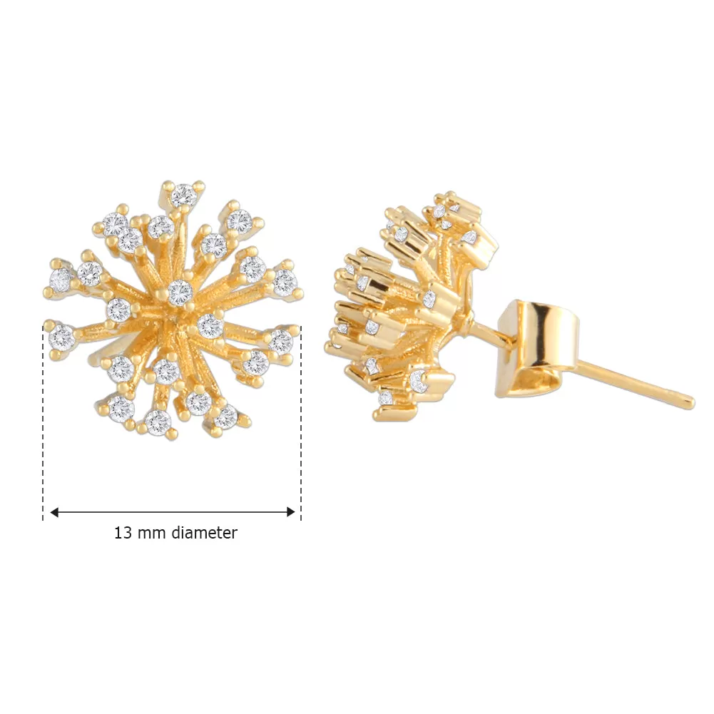 CZ Dandelion Flower Stud Earrings