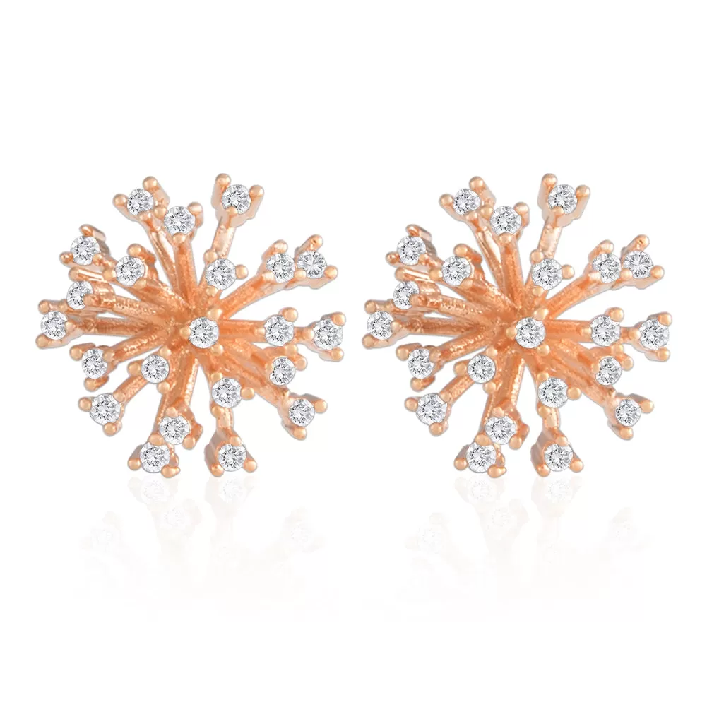 CZ Dandelion Flower Stud Earrings