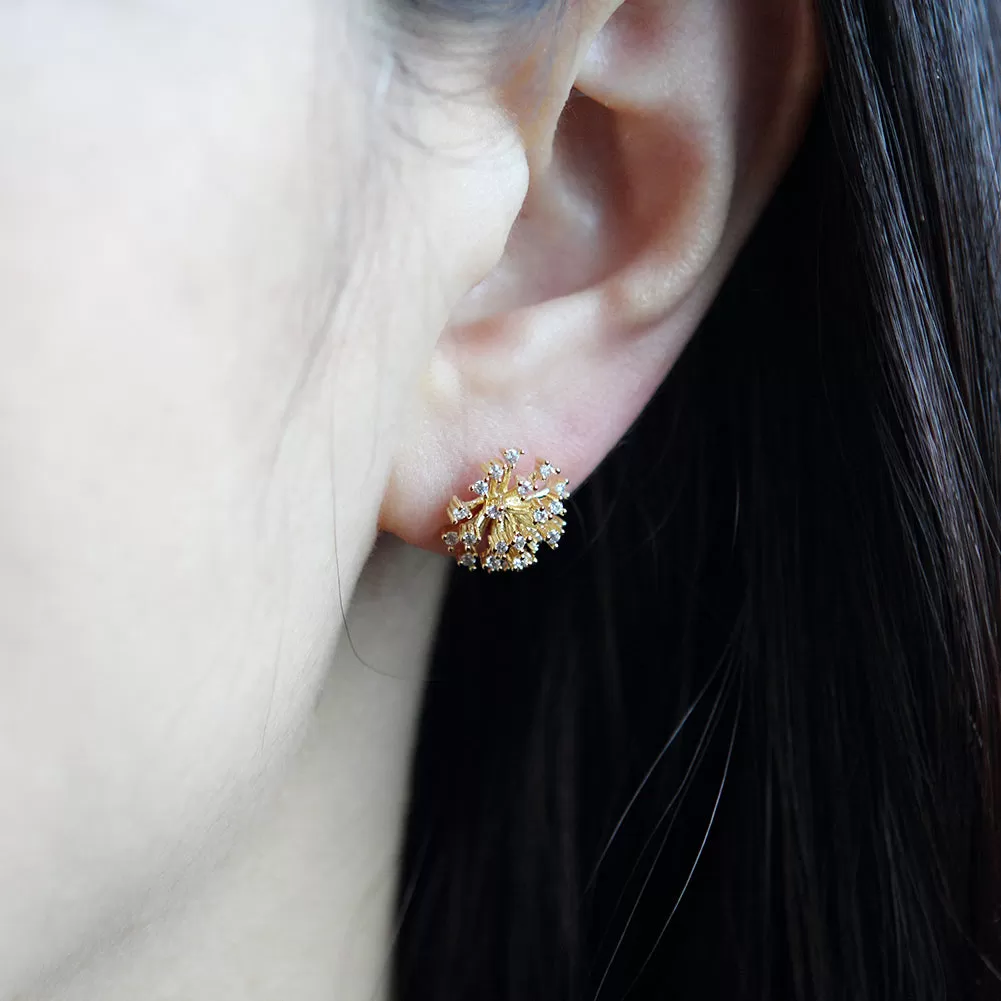 CZ Dandelion Flower Stud Earrings