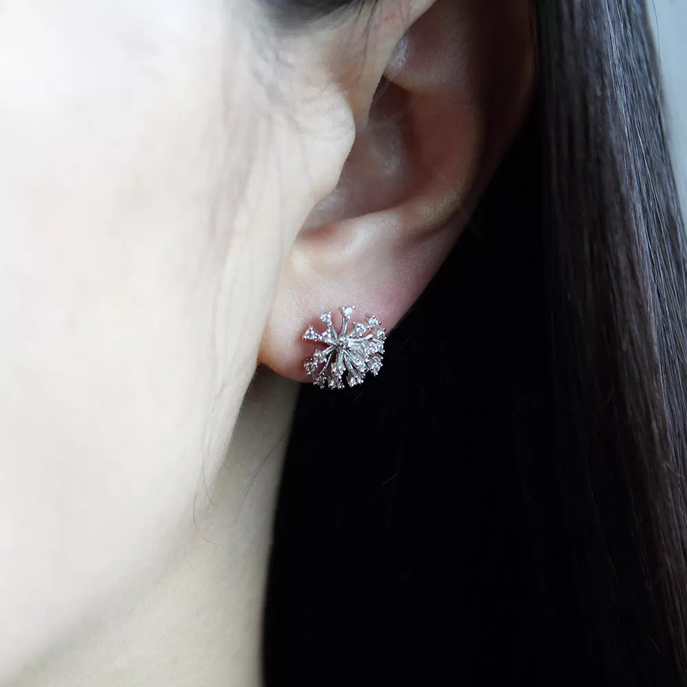 CZ Dandelion Flower Stud Earrings