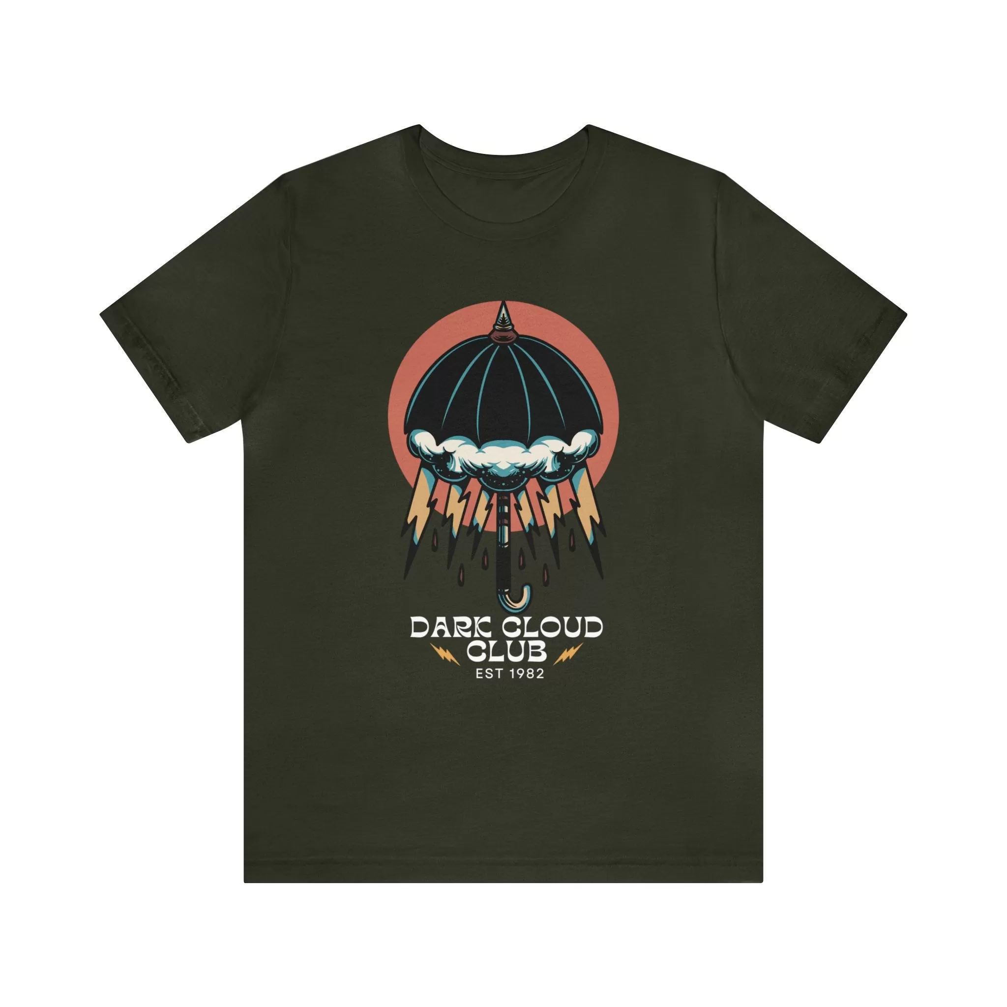 Dark Cloud Club Umbrella Lightning Tattoo T-shirt / Dark Cloud Lightning Eye Unisex Traditional Tattoo Tee Shirt / Punk Rock Clothing Tshirt