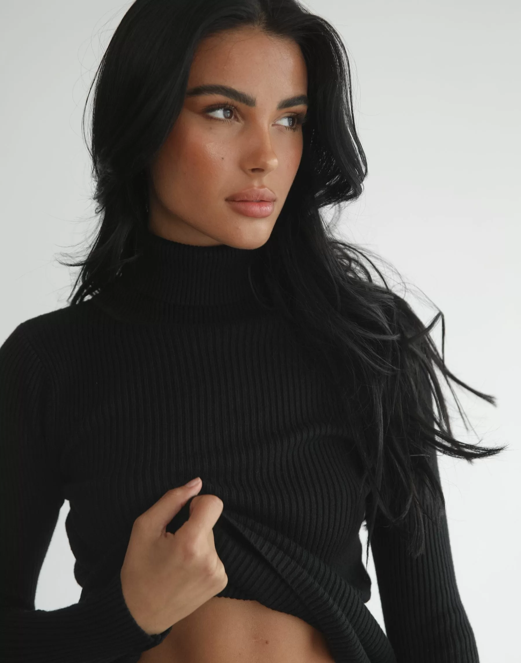 Davison Long Sleeve Knit Top (Black)