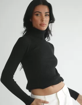 Davison Long Sleeve Knit Top (Black)