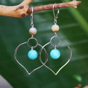 Dharma-Single - Lotus Petal Chandelier Earrings with Amazonite