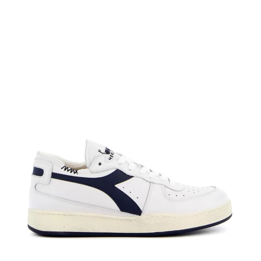 DIADORA HERITAGE SNEAKERS MI BASKET ROW CUT BIANCO-BLU