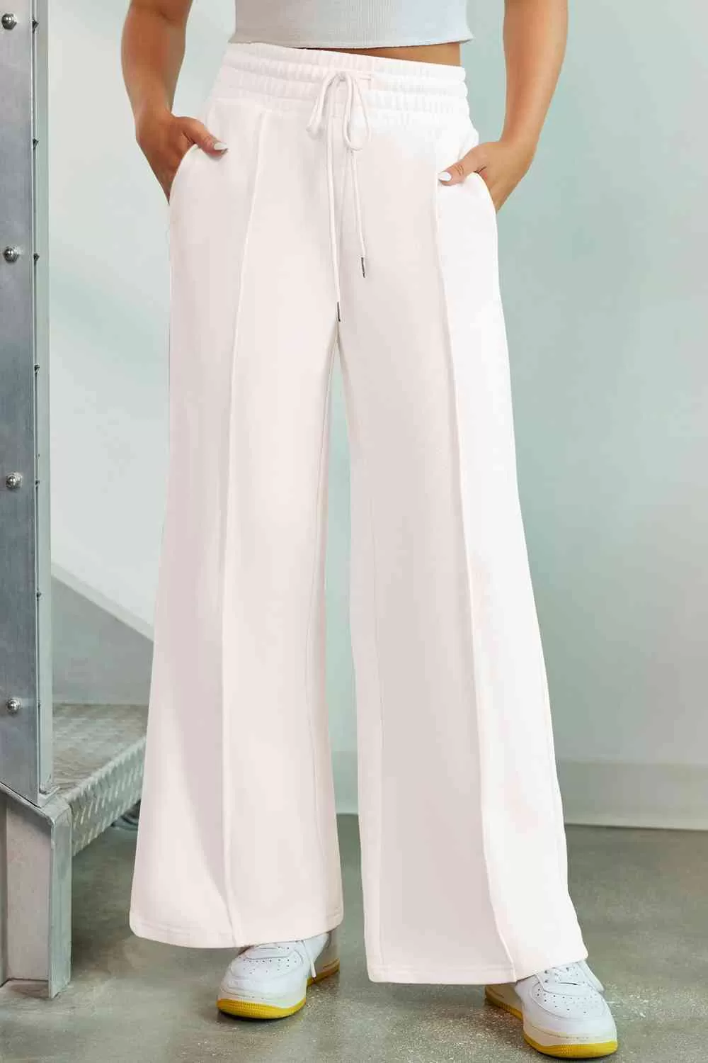 Drawstring High Waist Wide Leg Pants with Pockets (9 colors)