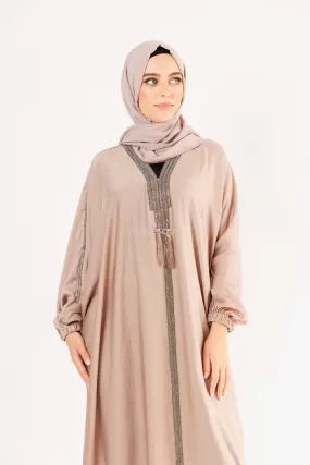 Embellished Batwing Crushed Satin Abaya (8 Colours)