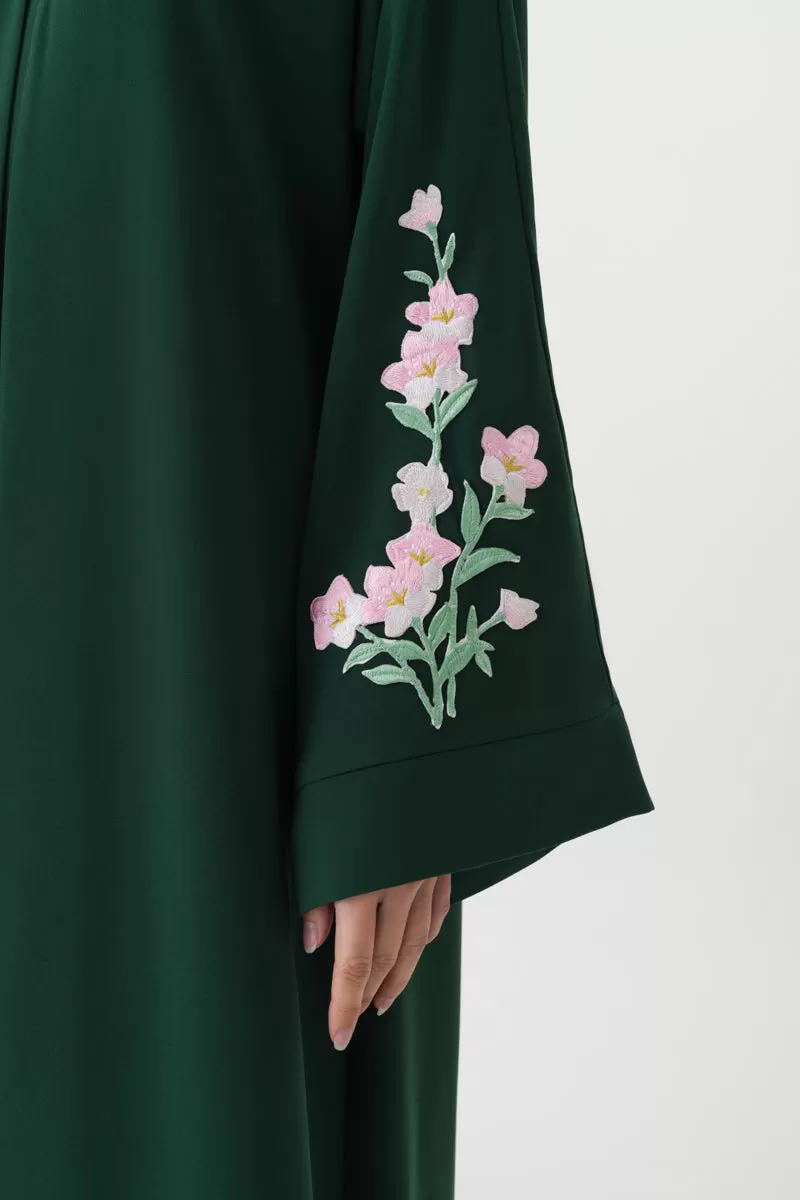 Emerald Green Floral Abaya