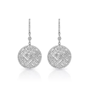 Emilia 7 Carat Combined Mixed Shape Diamond Drop Earrings in 14 Karat White Gold