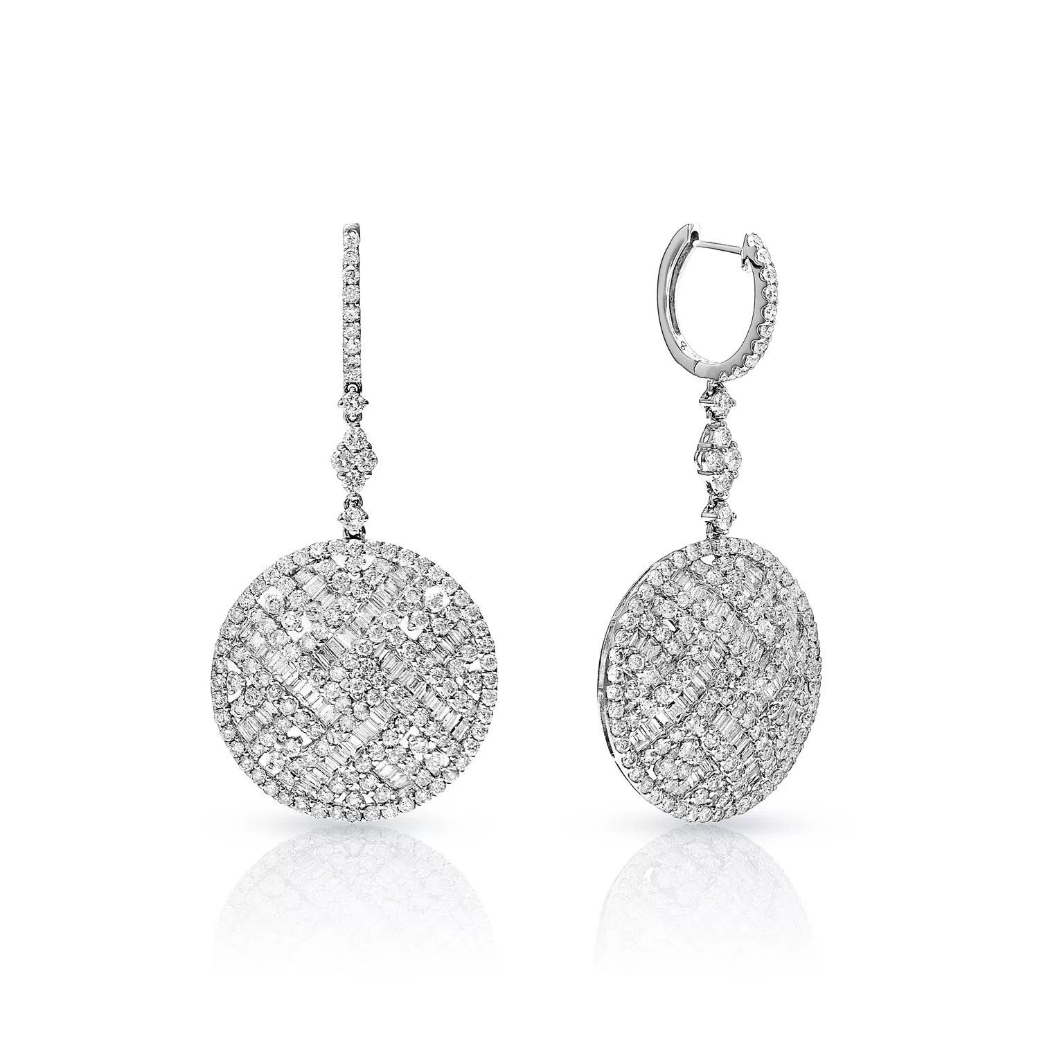 Emilia 7 Carat Combined Mixed Shape Diamond Drop Earrings in 14 Karat White Gold