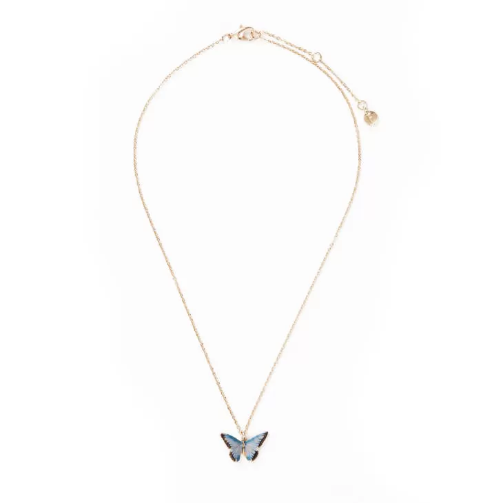 Enamel Blue Butterfly Necklace