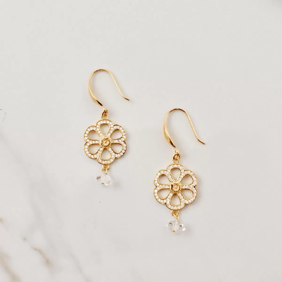 Fallyn Ferris Wheel Earrings with Herkimer Diamonds