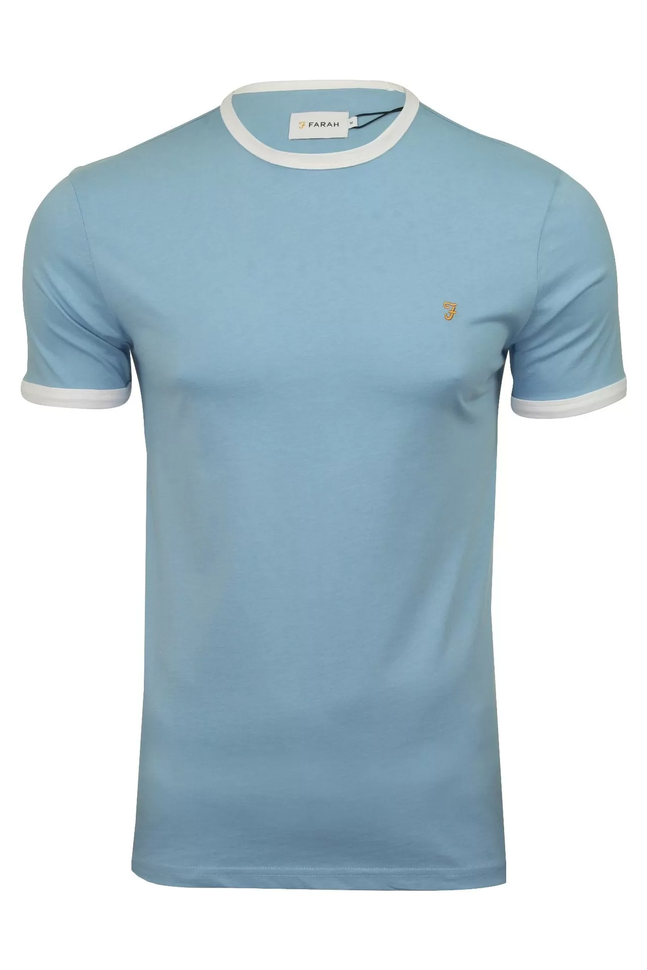 Farah Mens Crew Neck T-Shirt 'Groves Ringer Tee' - Short Sleeved