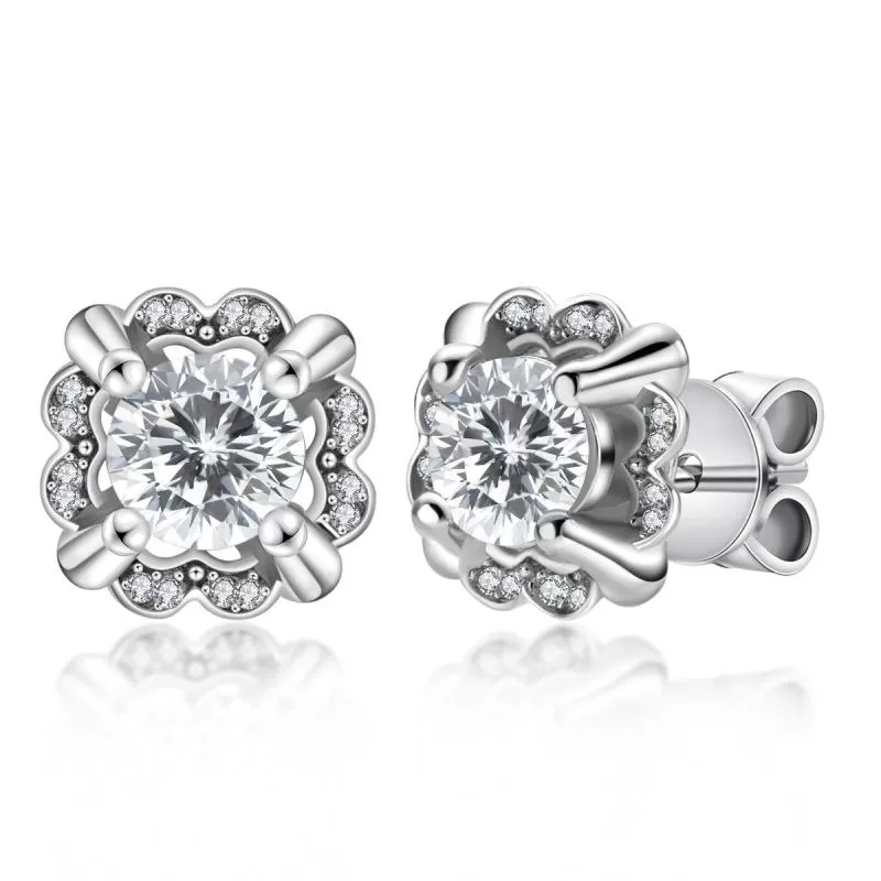 Flower 4 Prong Stud Earrings