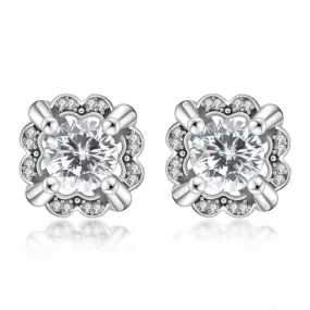 Flower 4 Prong Stud Earrings