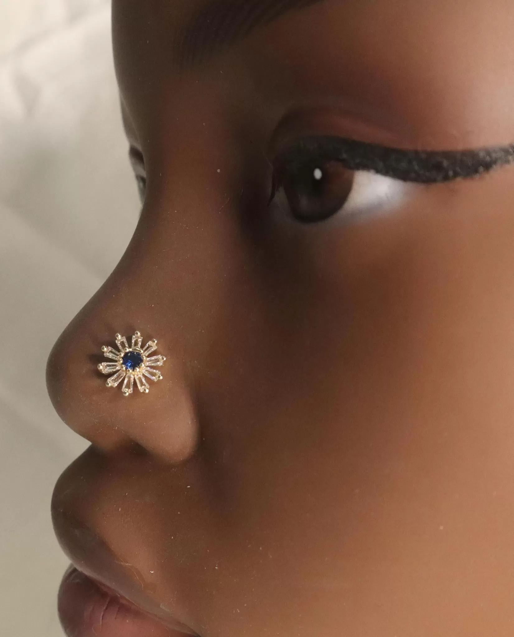 Flower Blue Gem Crystal Nose Stud Piercing Jewelry