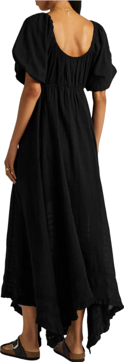 Free People Black On My Level Cotton Maxi Dress UK XS