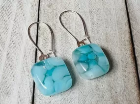 Fused Glass Earrings~ Light Blue  ~