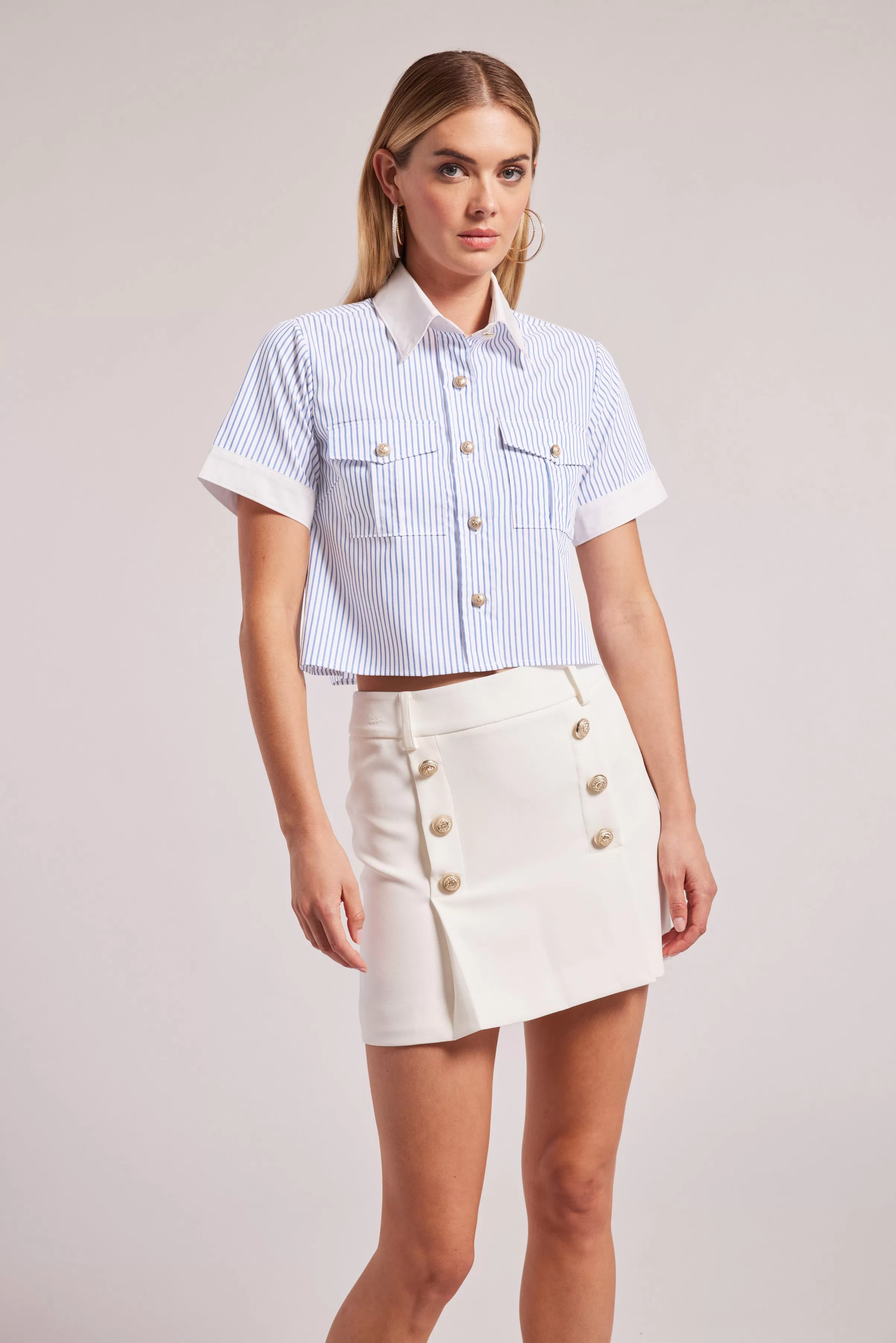 Generation Love - Alida Pinstripe Shirt - White/Light Blue