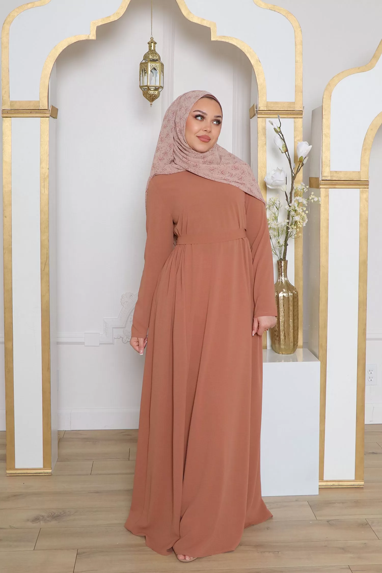 Gia Linen Abaya- Tan