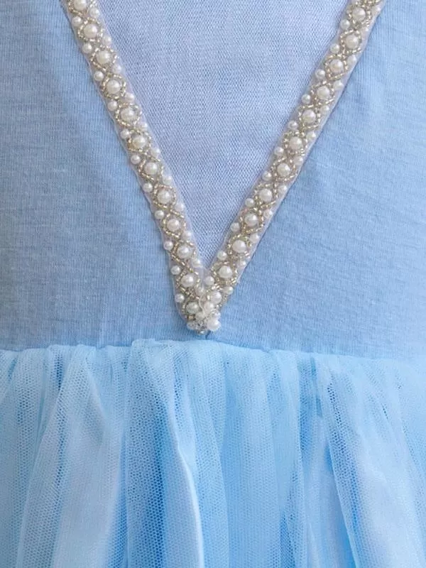 Girls Dresses Blue Kids Princess Straps Party Dress