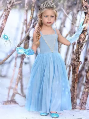 Girls Dresses Blue Kids Princess Straps Party Dress