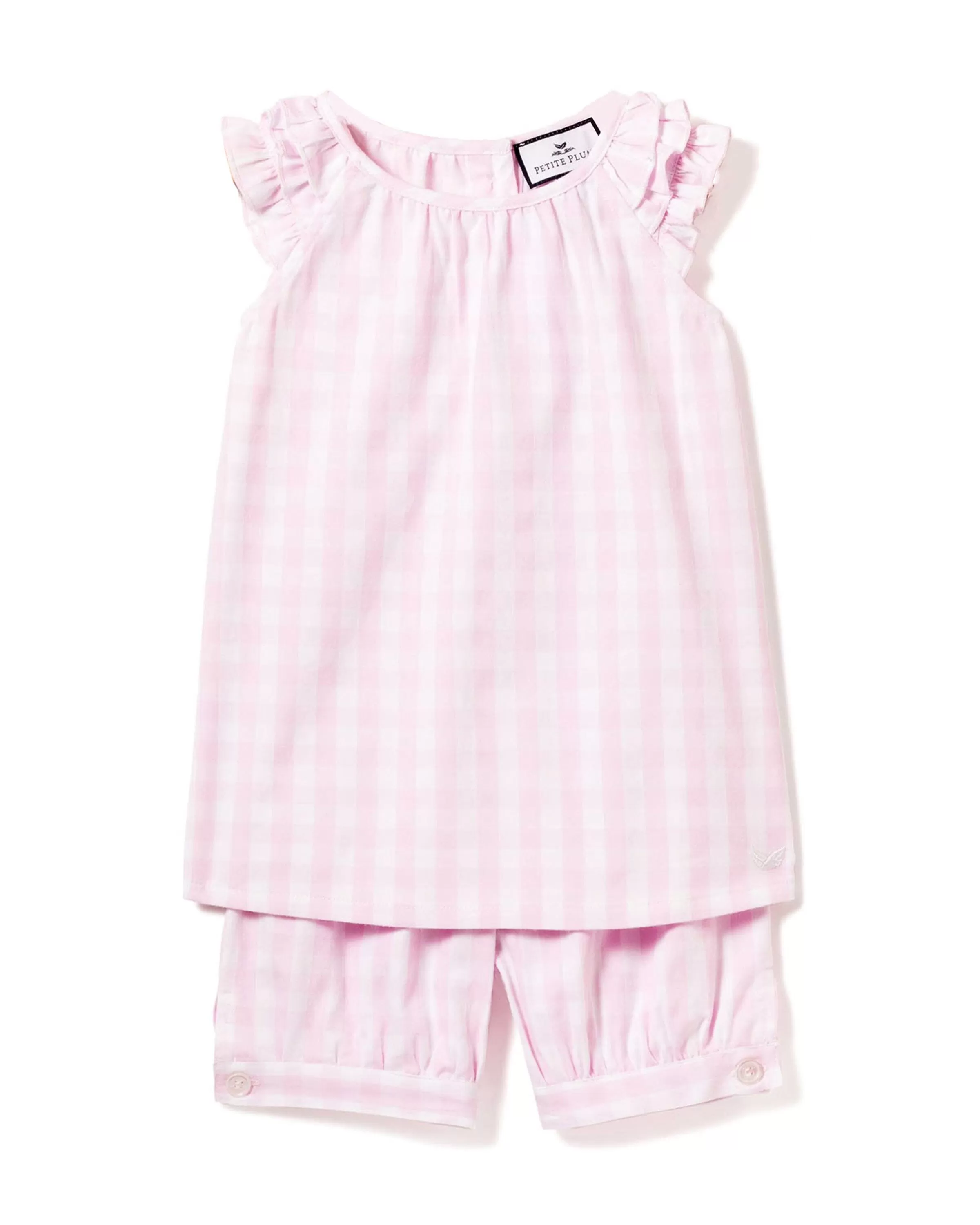 Girl's Twill Amelie Short Set | Pink Gingham