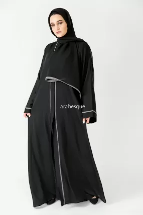 Grey Border Abaya