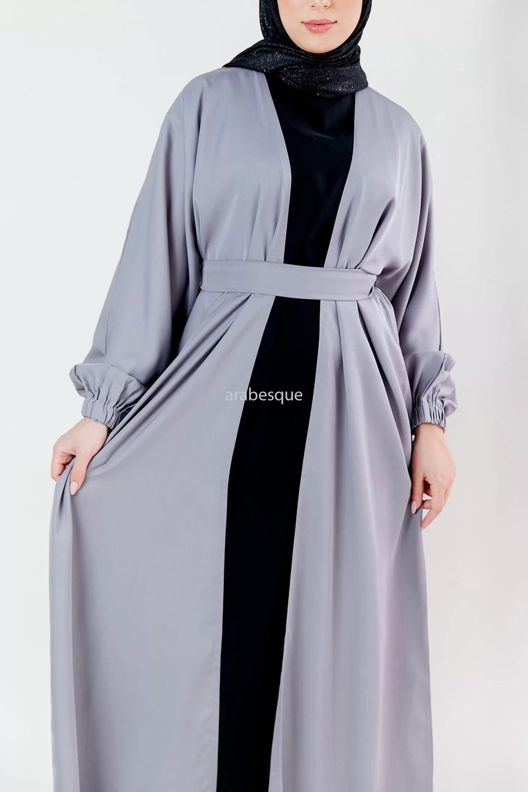 Grey Open Abaya