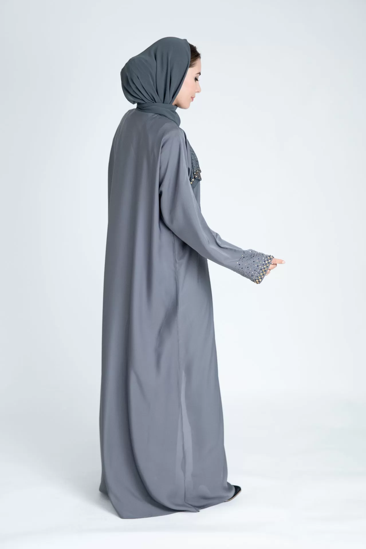 Grey Shimmer Abaya