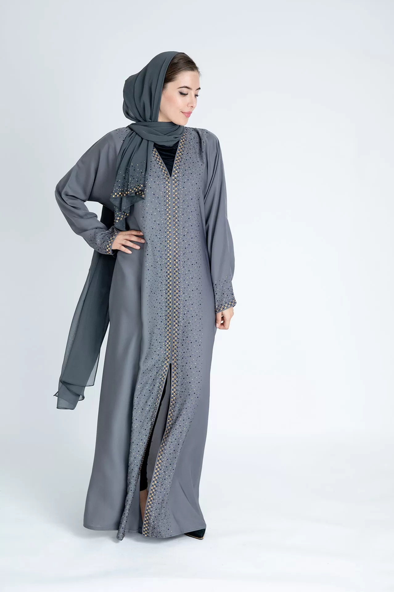 Grey Shimmer Abaya