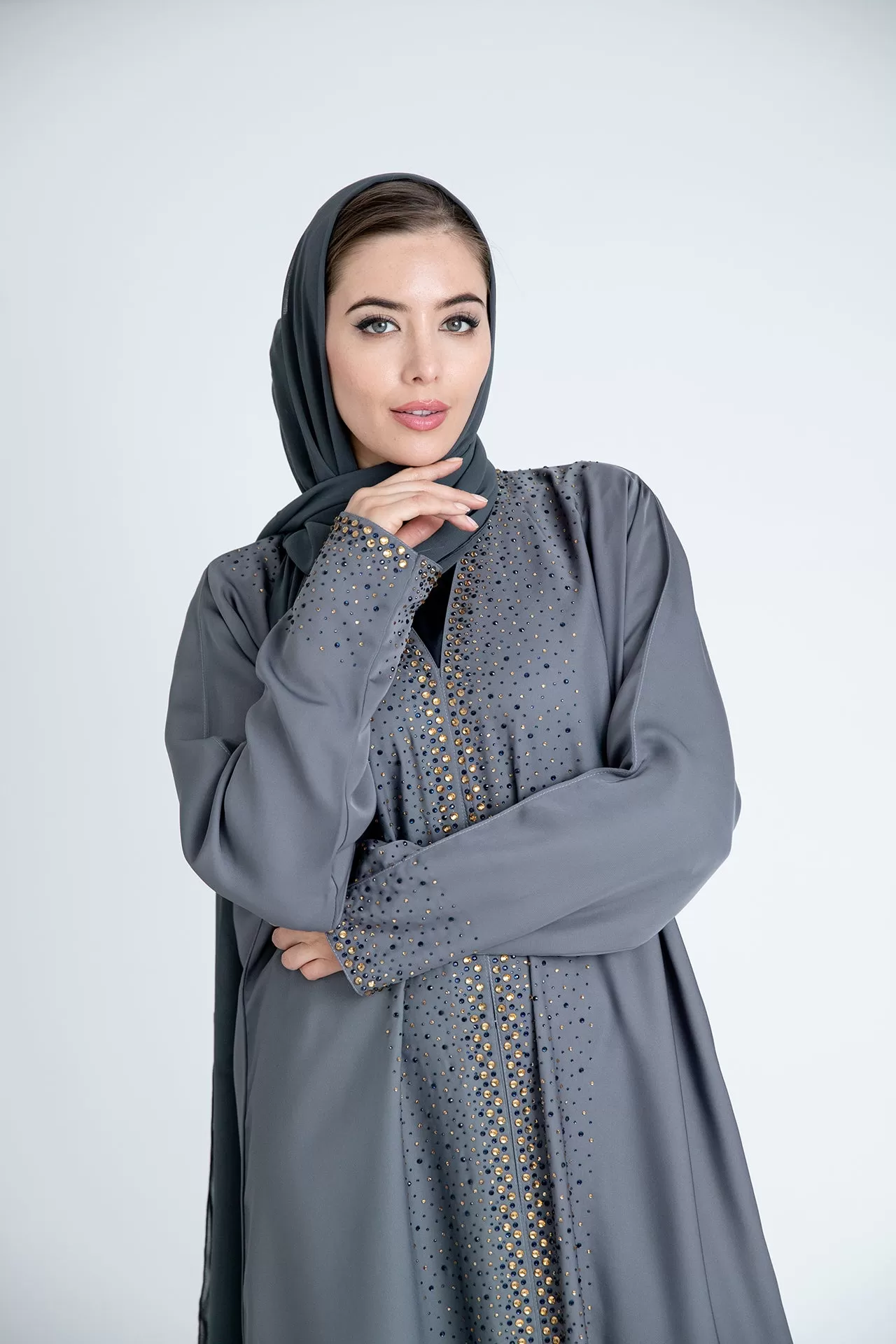 Grey Shimmer Abaya