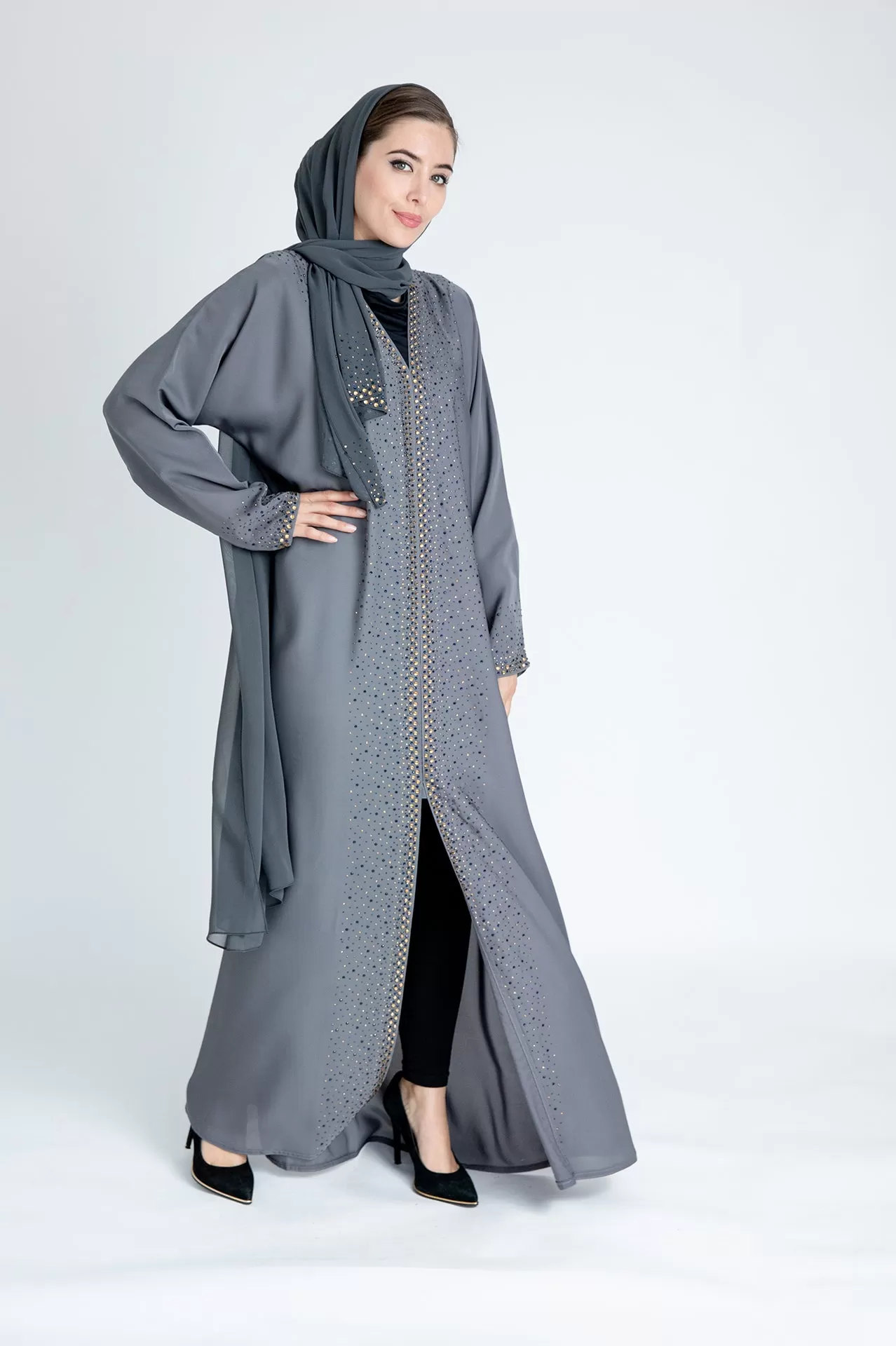 Grey Shimmer Abaya