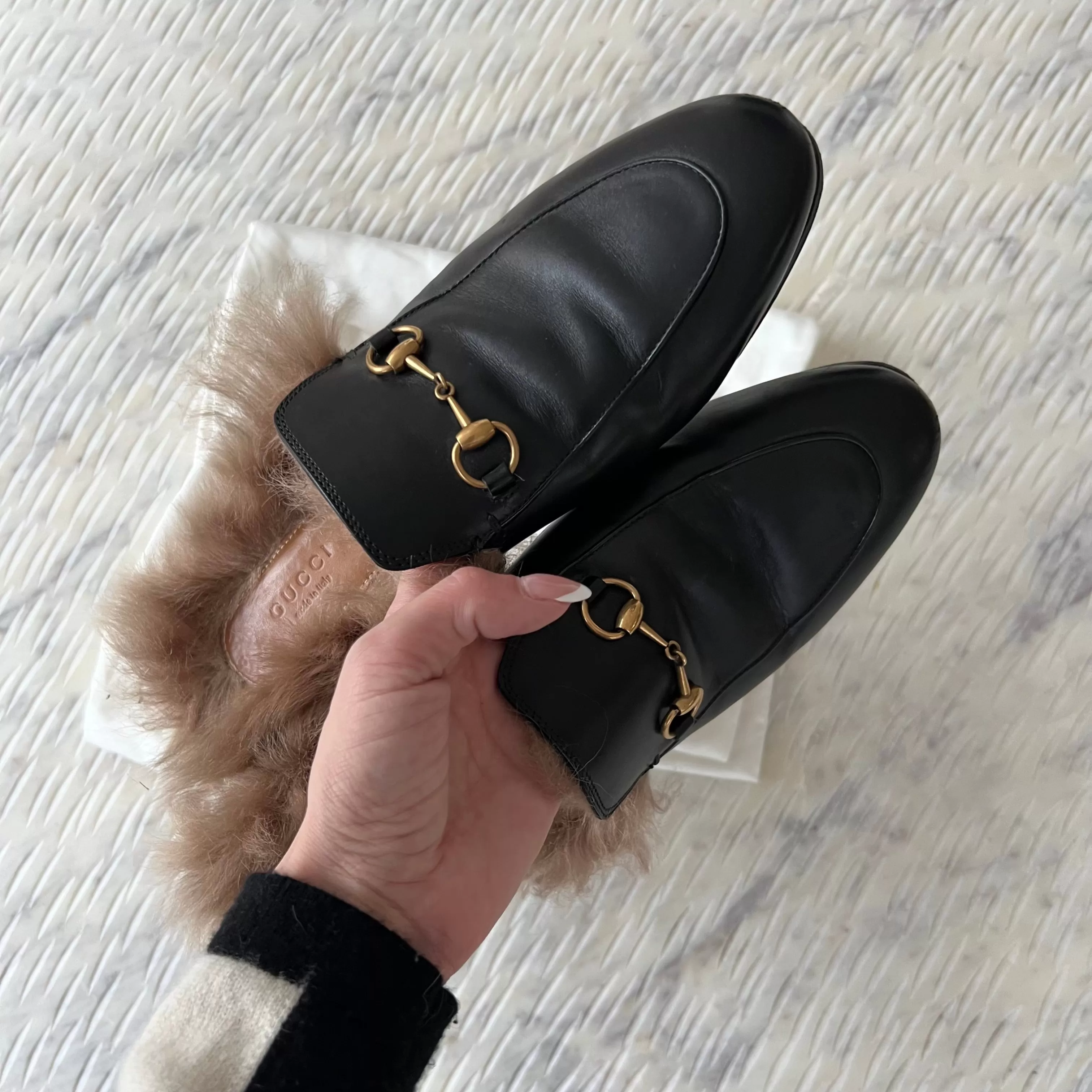 Gucci Princetown Fur Mules