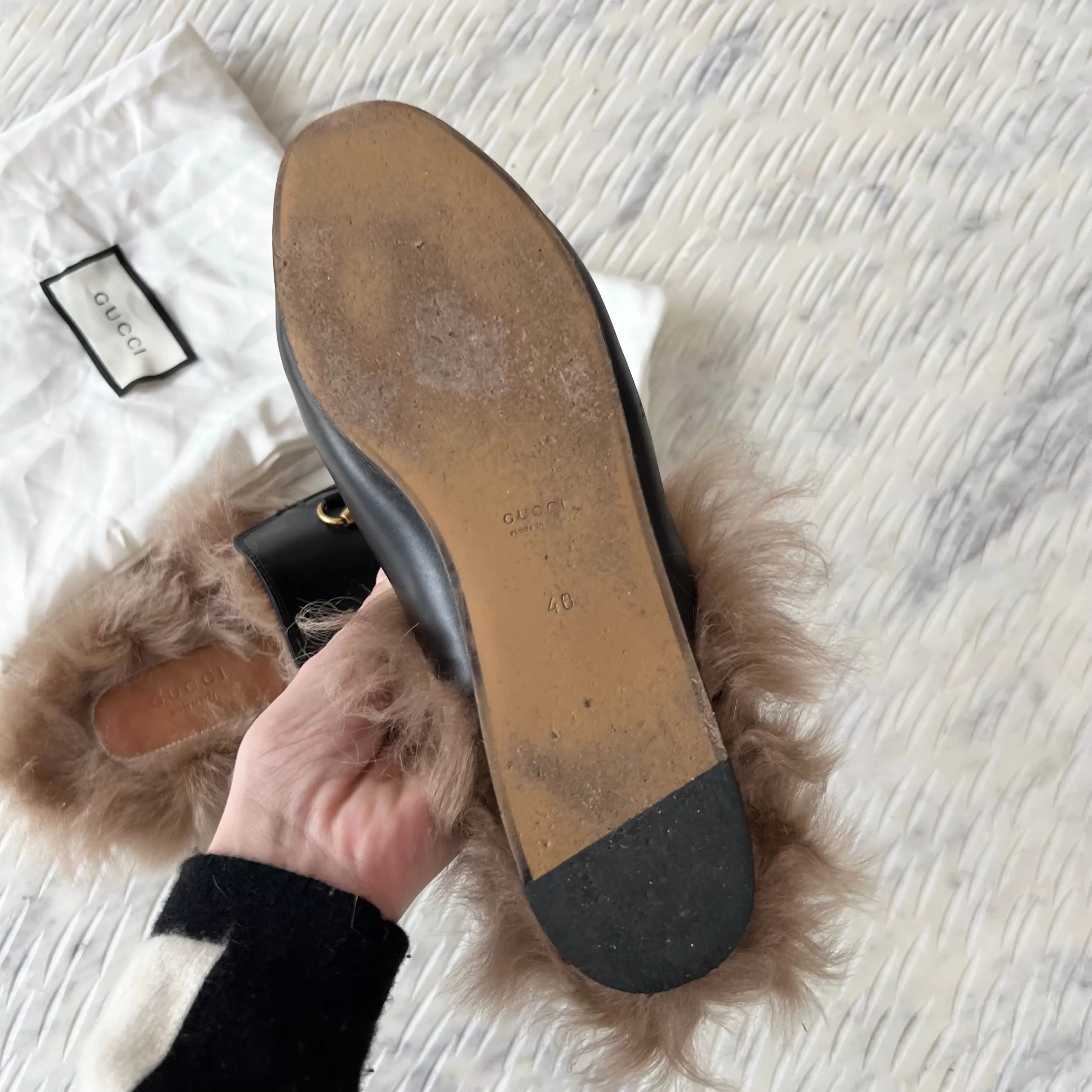 Gucci Princetown Fur Mules