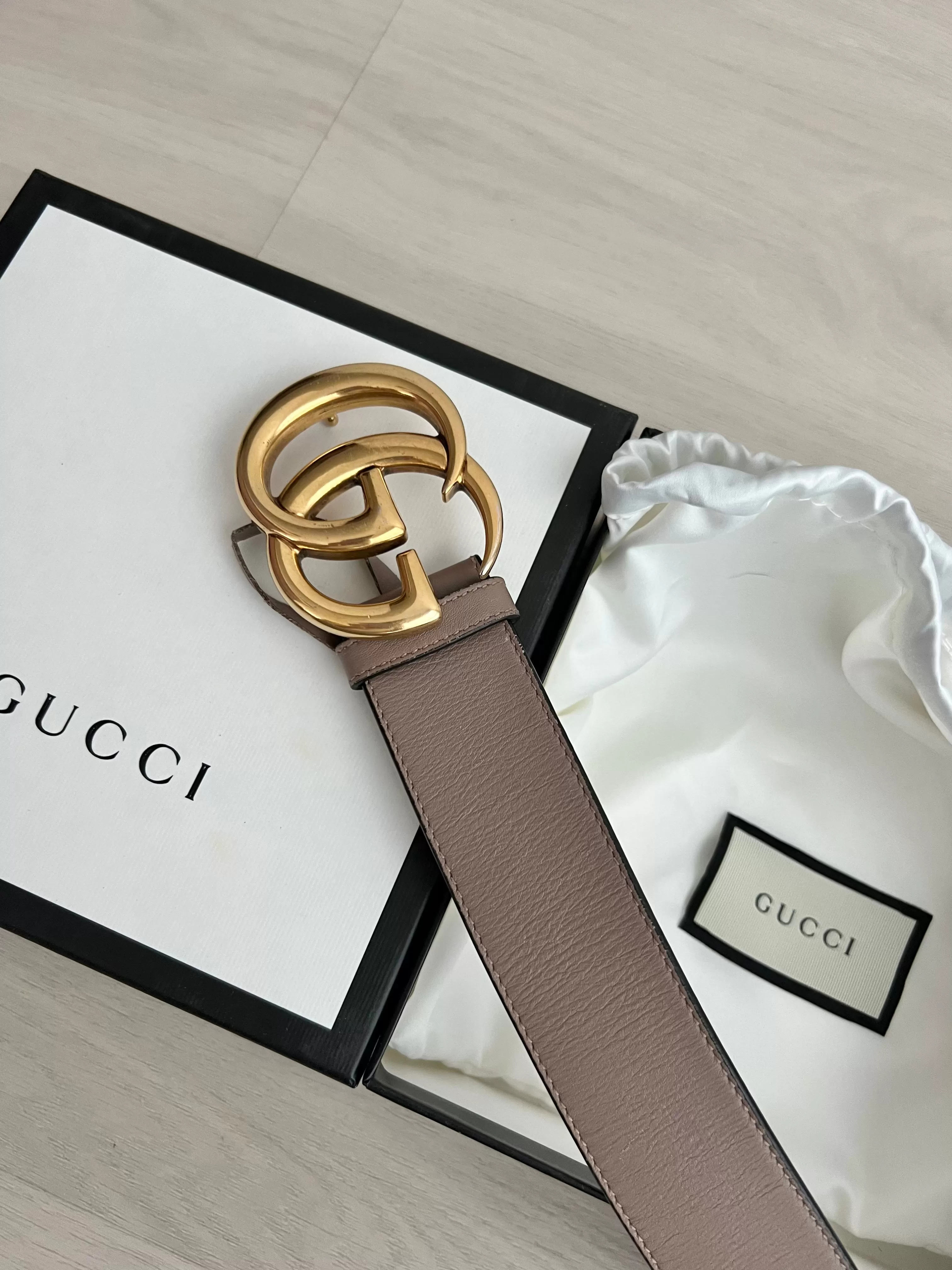 Gucci Wide Leather Double G Belt