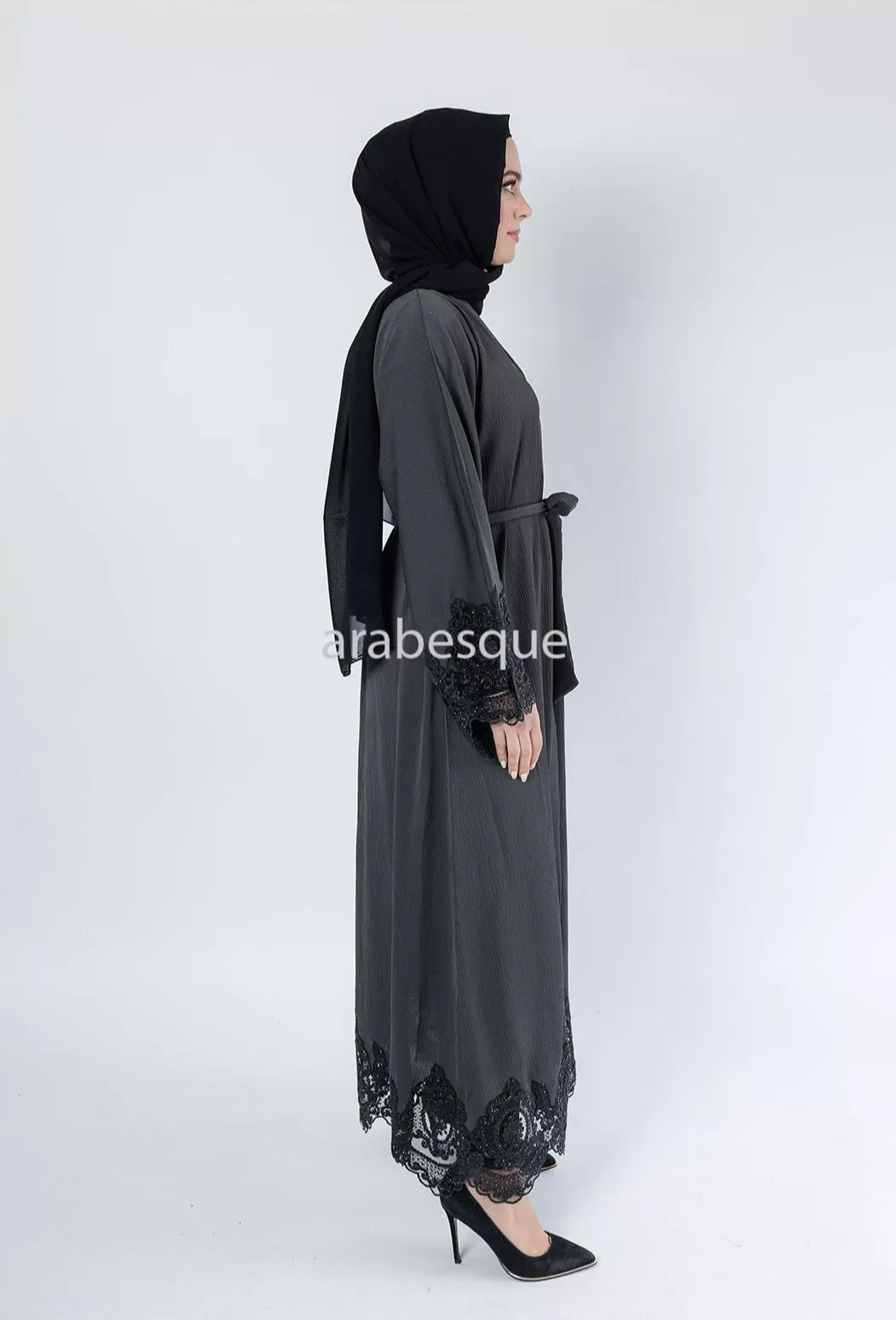 Hajer Grey Abaya