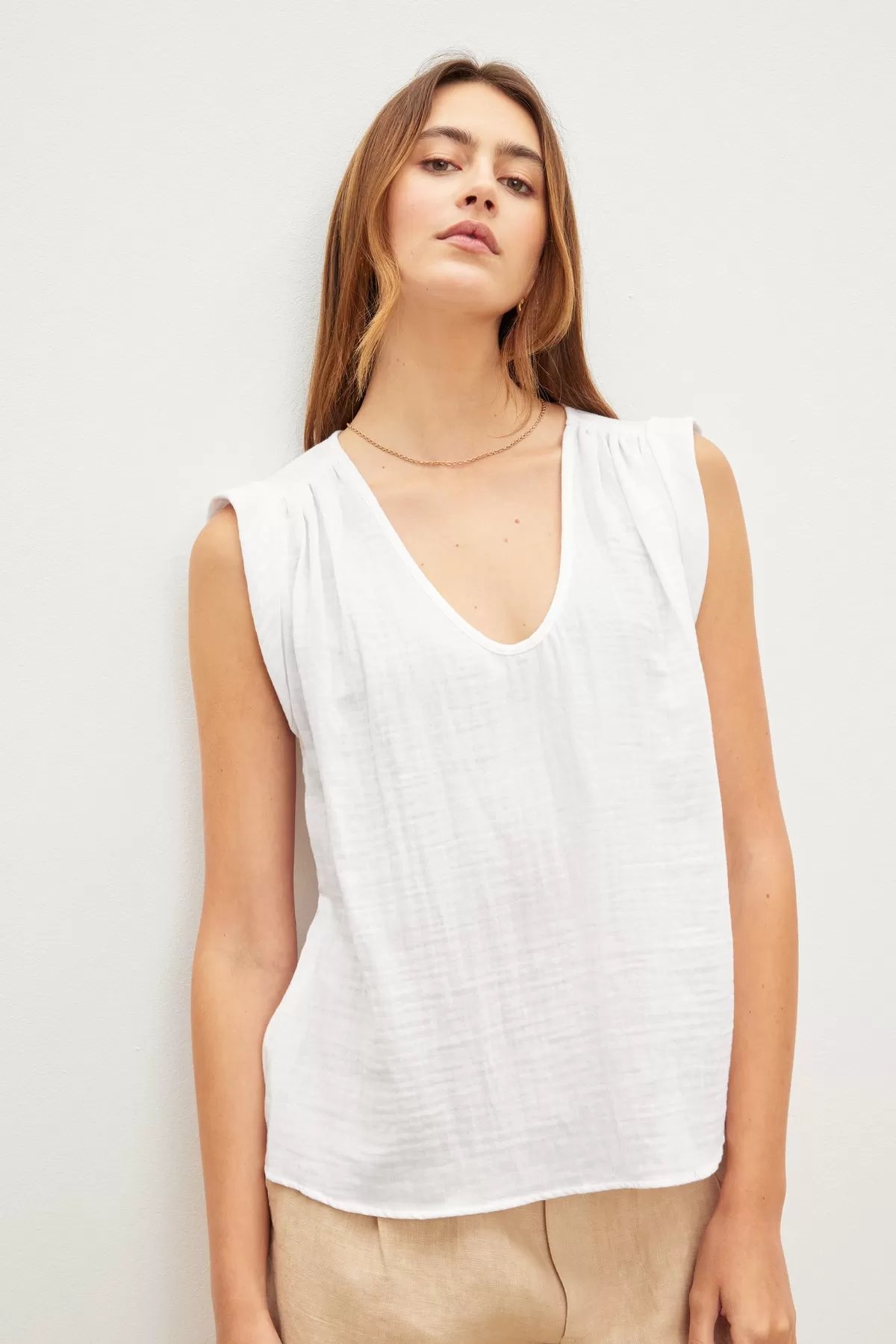 JAYLA COTTON GAUZE SLEEVELESS TOP - VELVET