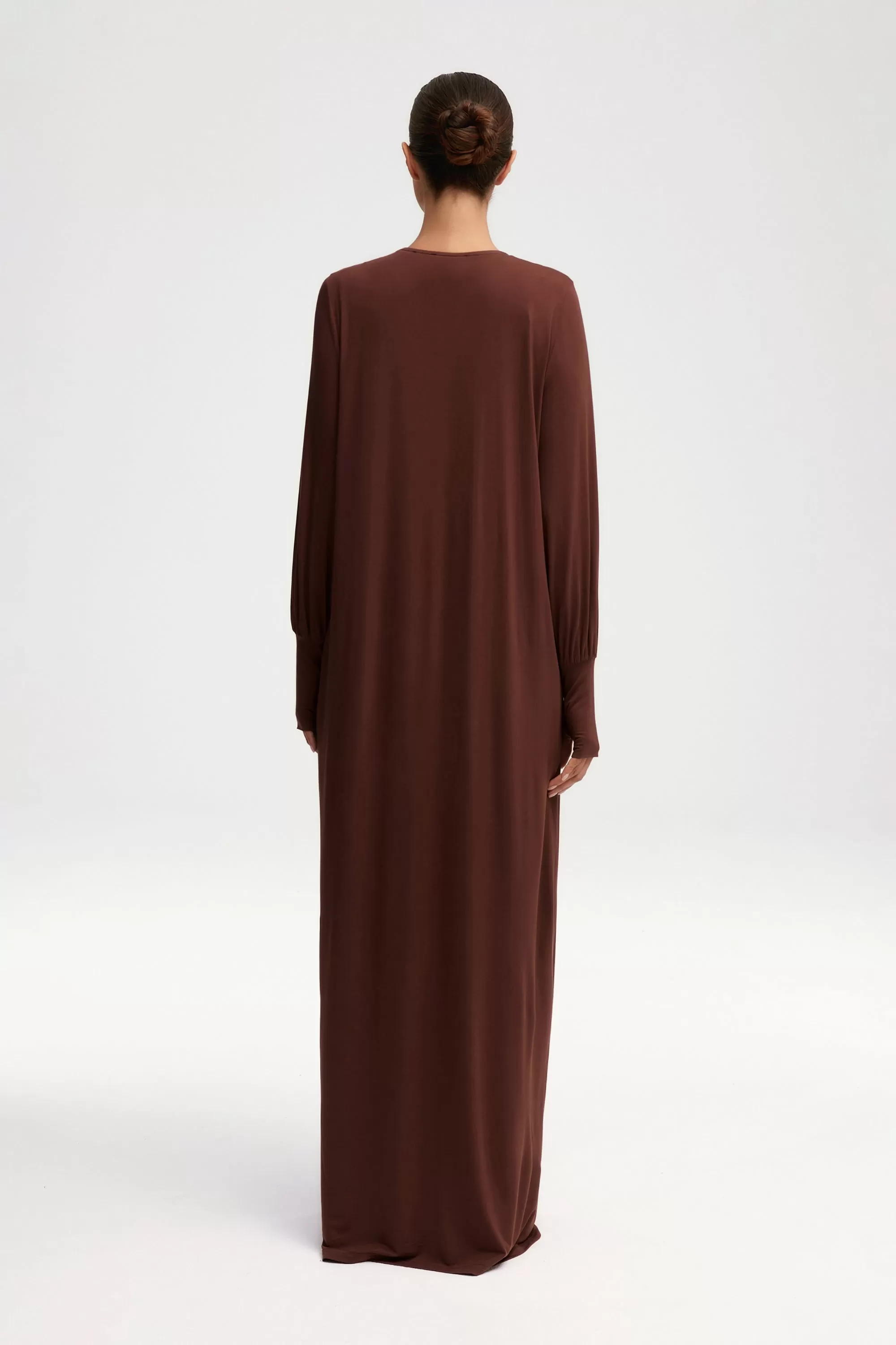 Jenin Jersey Open Abaya - Chocolate