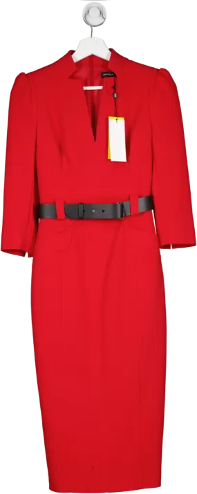 Karen Millen Red Belted Pencil Dress BNWT UK 6