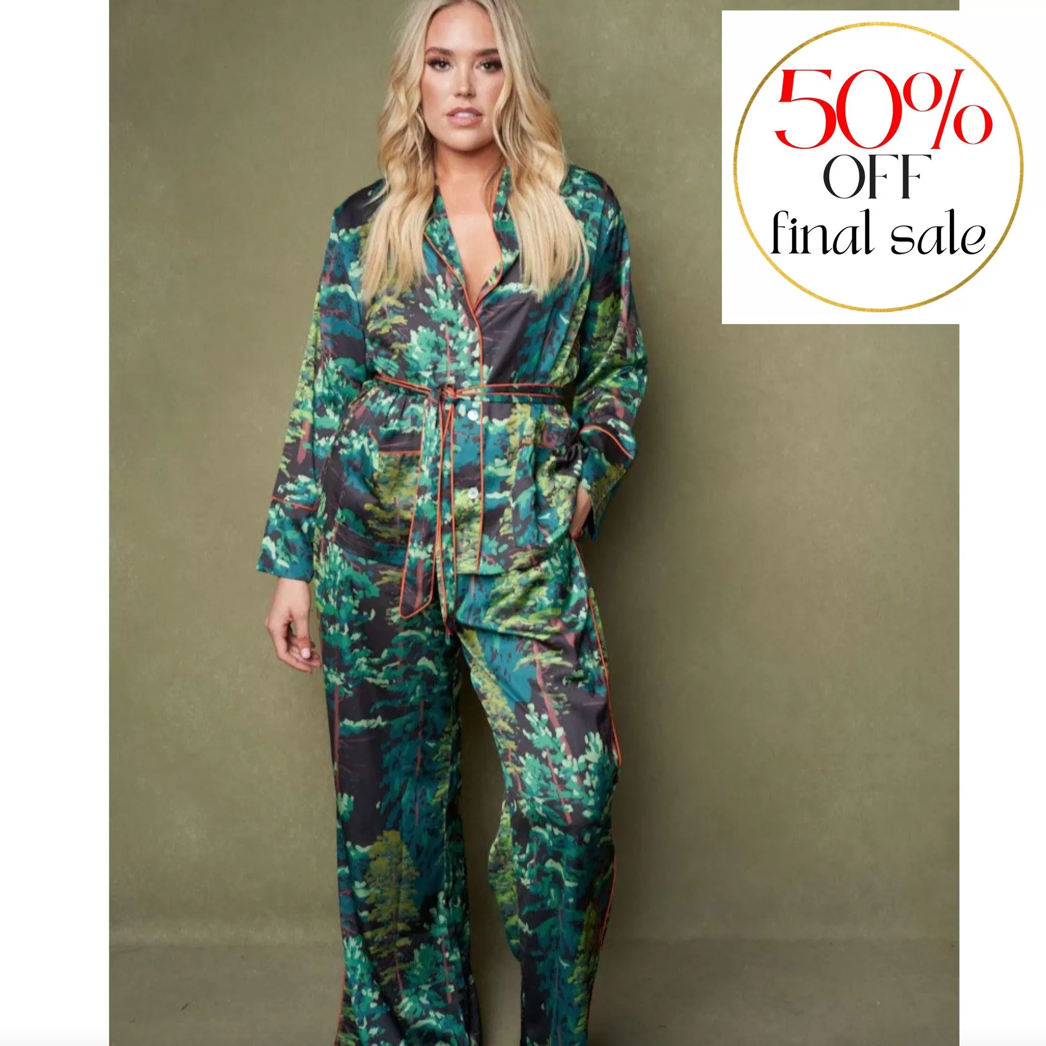 Kilo Brava Satin Wide Leg Wrap Pajamas  14013