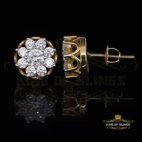 King of Bling's 1.94ct Cubic Zirconia 925 Yellow Sterling Silver Women's Hip Hop Flower Earrings