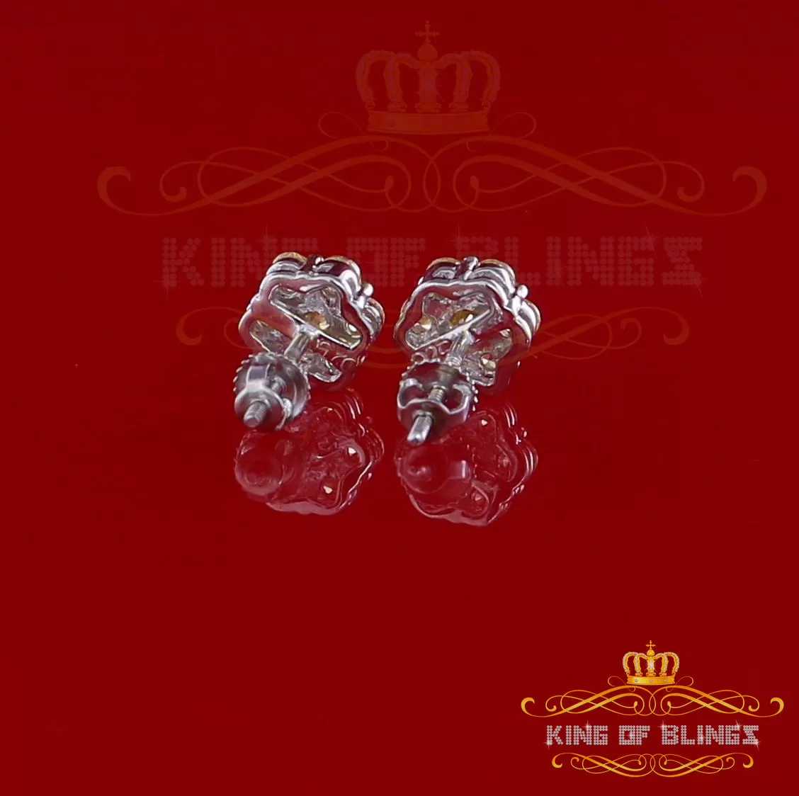 King of Blings- 925 White Silver Sterling 2.06ct Cubic Zirconia Hip Hop Flower Women's Earrings