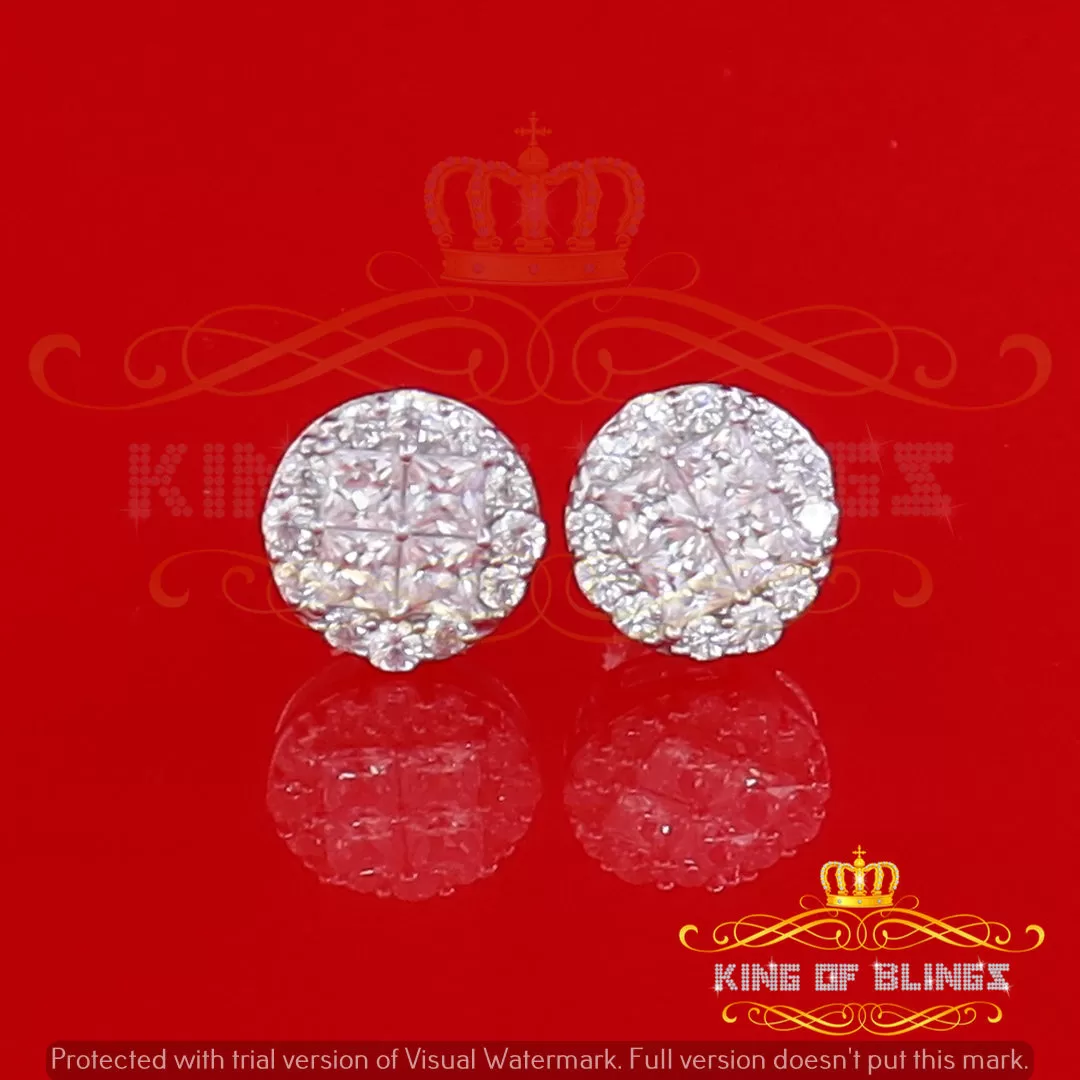 King of Blings- Aretes Para Hombre 925 White Silver 1.68ct Cubic Zirconia Round Women's Earrings