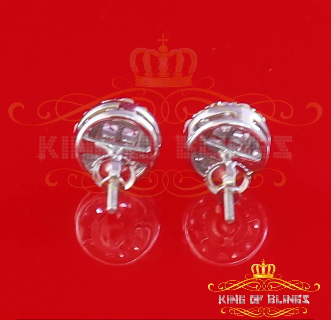 King of Blings- Aretes Para Hombre 925 White Silver 1.68ct Cubic Zirconia Round Women's Earrings