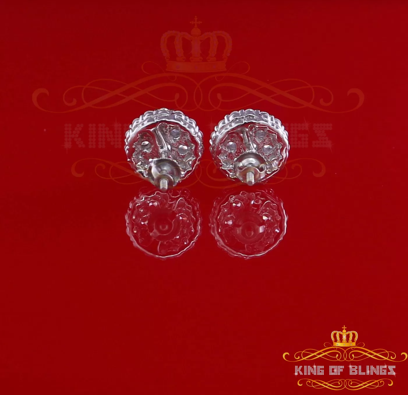 King of Blings- Aretes Para Hombre 925 White Silver 2.53ct Cubic Zirconia Round Women's Earring