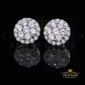 King of Blings- Aretes Para Hombre 925 White Silver 2.53ct Cubic Zirconia Round Women's Earring