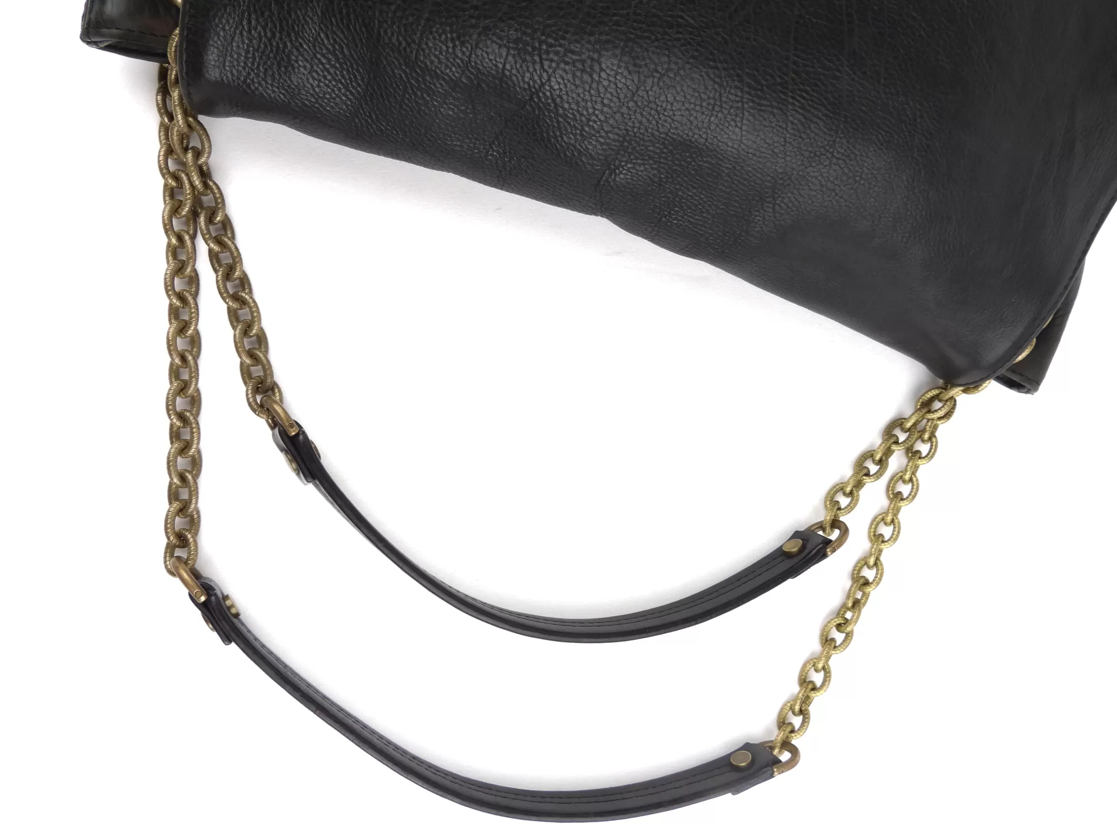 Lanvin Black Grained Leather Large Chain Flap Happy Bag